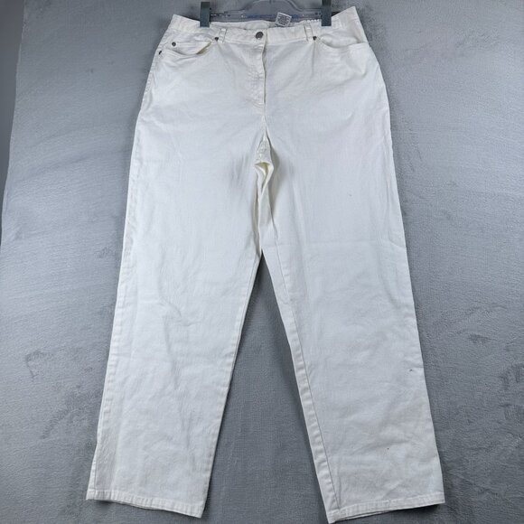 Lark Lane Straight Leg Jeans Womens Size 14 High Rise Stretch White - Picture 1 of 12